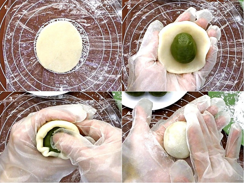 Nặn và tạo hình cho bánh dẻo lá dứa ít đường