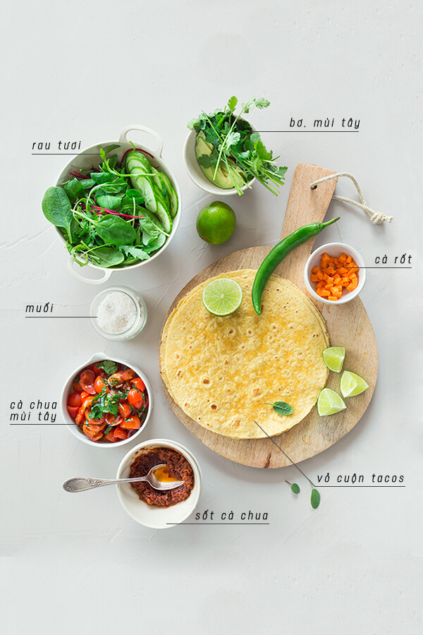 Nguyên liệu Tacos rau